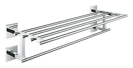 GROHE Start Cube Multi Towel Rack – Bathroom Wall Mounted Towel Shelf and Rail (Metal, Concealed Fastening, Including Screws and Dowels, Durable