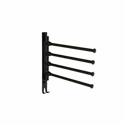 N/A Black Space Aluminum Bathroom Towel Rack, Rotating Rod Household Towel Rack, Household Towel Finishing Rack