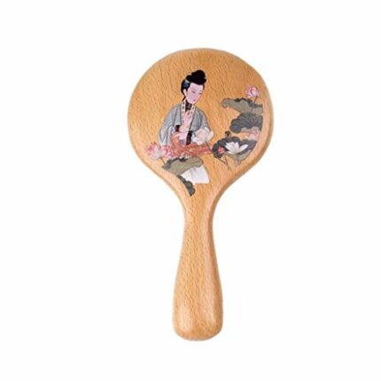QUANJJ Garneck Wood Makeup Vintage Cosmetic Handheld for Ladies Girls Women 18X9CM