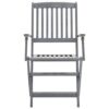 vidaXL 5 Piece Solid Acacia Wood Garden Dining Set Easy Clean Outdoor Folding Table Chair Grey Patio Furniture