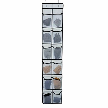 SUNTRADE Over The Door Shoe Organizer 12 Large Mesh Pockets Hanging Narrow Closet Door, White
