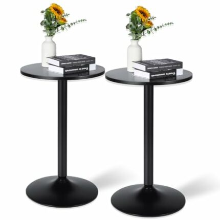 Geetery 2 Pack Pub Bar Table Round Bar Cocktail Table Modern Style Standing Circular Cocktail Table Suitable for Living Room Restaurant Bistro Ta