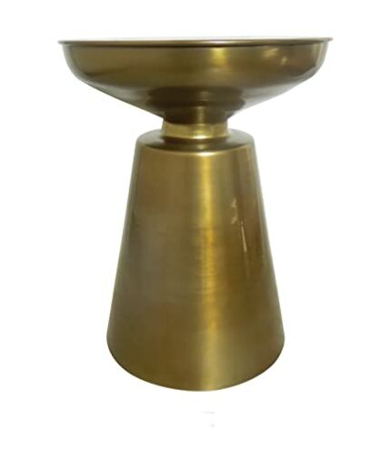 ASPECT Lucida Hand-Crafted Aluminum Side Drum Table, Light Brass, 38.5 Dia x50(H) cm