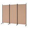 Spurgehom 3 Panel Rolling Room Divider, Folding Partition Privacy Screens, Freestanding Fabric Room Panel, Portable Folding Wall Divider for Offi