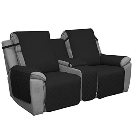 Easy-Going Loveseat Recliner Cover with Console, Reversible Couch Cover for Living Room, Split Sofa Cover for Each Seat with Elastic Straps for K