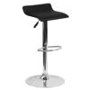 DINGZZ Black Vinyl Adjustable Height Barstool with Solid Seat and Chrome Base Stool Chair Bar Stool