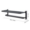 Towel Rail Wall Mounted Black 2 Tier Towel Holders for Bathrooms, 60 cm Towel Rack With 2 Hooks Aluminum Tea Towel Holders, Dual Rod Towel Shelve