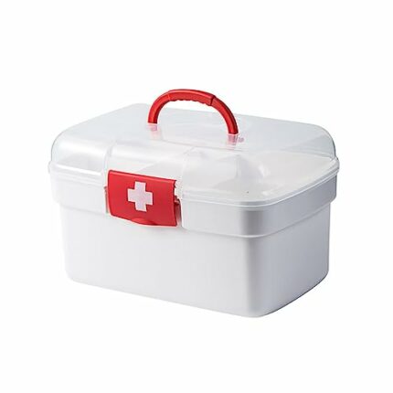 Uposao Plastic Medicine Box with Handle and Detachable Compartment Multi-Use Family First Aid Box Storage Box Portable Medicine Box Empty Medical