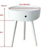 ASPECT Anika Round Bedside/End/Lamp Table With One Drawer,White