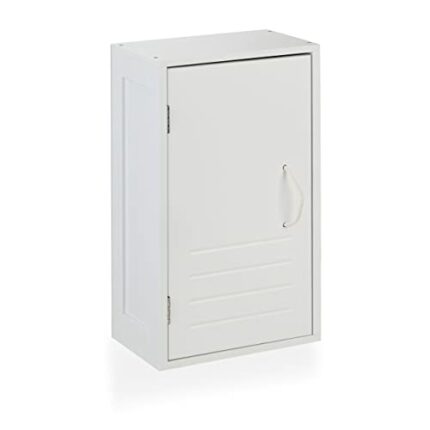 Relaxdays Bathroom Cabinet, Wall Mounted, Adjustable Storage, Shelves, Narrow, Cupboard, HxWxD: 50 x 30 x18.5cm, White, Fibreboard, Plant fibre,