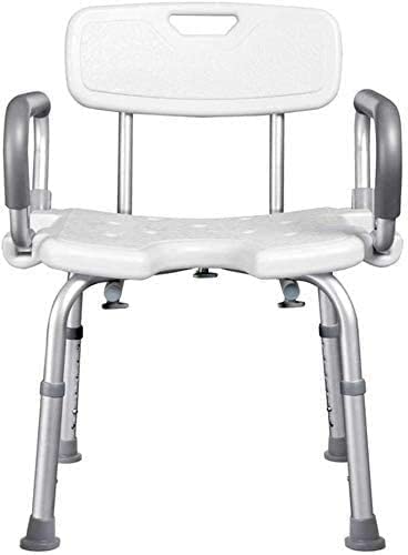 taimowei Bathroom Toilet Step Stool Lightweight Shower Stool, Height Adjustable Removable Back Concave Stool Surface with Armrests Backrest with