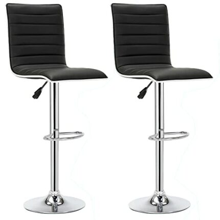 IntimaTe WM Heart Bar Stools Set of 2 with High Backrest, Adjustable Swivel Barstool Faux Leather Kitchen Stools Breakfast Stool with Gas Lift an