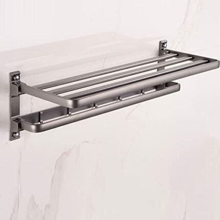 HIGOH Towel Rack High-Grade Gray Space Aluminum Alloy Towel Rack, Bath Towel Holder, Bathroom Light Bathroom Hardware