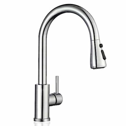 APPASO Kitchen Sink Mixer Taps with Pull Out Spray, Solid Stainless Steel Pull Out Kitchen Tap with 3 Modes, Brushed Nickel High Arch Single Hand