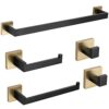 TURS 5-Pieces Bathroom Hardware Accessories Set Stainless Steel Brushed Gold Towel Bar Holder Sets, Wall Mounted,Q7LSJ-P5