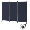Spurgehom 3 Panel Rolling Room Divider, Folding Partition Privacy Screens, Freestanding Fabric Room Panel, Portable Folding Wall Divider for Offi