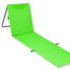 VFM - Blue Folding Sun Lounger Brightly Coloured Waterproof Portable Lightweight Summer Holiday Beach Back Support Fold Up Mat With Built In Shou