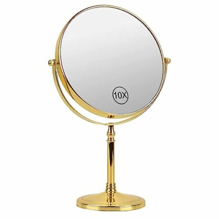 Ohotecy Makeup Mirror 8" Magnifying Mirror 1/10X Magnification, Large Table top Double-Sided Swivel Vanity Mirror Chrome Finish