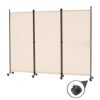 Spurgehom 3 Panel Rolling Room Divider, Folding Partition Privacy Screens, Freestanding Fabric Room Panel, Portable Folding Wall Divider for Offi