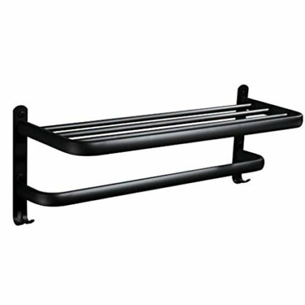 RSOCHS Shelf for Bathroom Bathroom Towel Rack, Towel Shelf with Double Bar, Rustproof 304 Stainless Steel Wall Mount Holder, Brushed