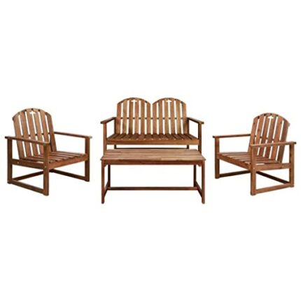 TJLSS 4 Piece Outdoor Lounge Set Solid Acacia Wood Outdoor Furniture Garden Set Acacia wood with an oil finish