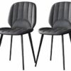 dining chair Kitchen Dining Room Furniture Chairs Set Of 2 Dining Chairs With Metal Feet And Backrest PU Leather Seat Suitable For Kitchen Dining