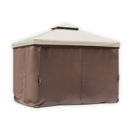 Sunshine Outdoor Replacement Gazebo Curtains 4 Panels with Zipper for Garden Patio Yard (10'x10', Brown)(Curtains Only)