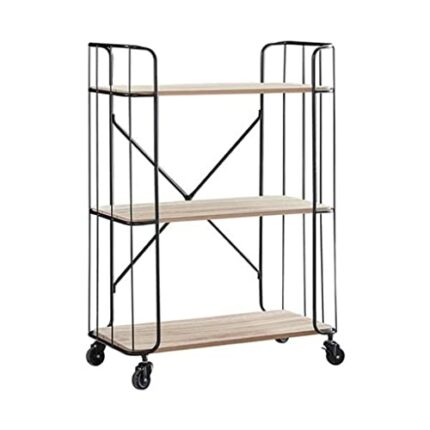 JYDQM Kitchen Cart 3-Tier Utility Cart Vintage Rolling Bakers Rack Bookshelf Storage Shelf for Living Room