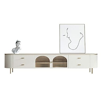 DINGZZ TV Cabinet Living Room Furniture Hollow Frame Design Apartment Villa High Foot Table TV Cabinet Coffee Table (Color : Argento, Size : Ligh