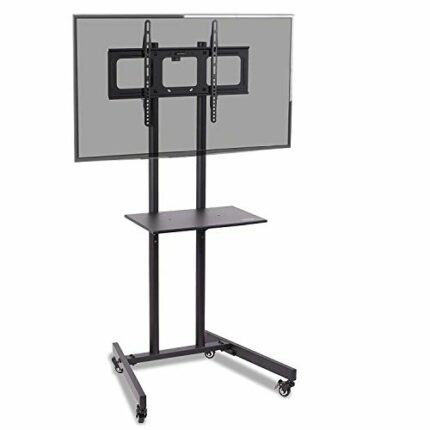 Duronic Mobile TV Stand on Wheels TVS5T1, Trolley Mount with Shelf Heavy duty for 32-70 Inch Flat Screen Television LCD LED OLED QLED, VESA Up to