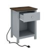 ChooChoo Nightstand with Charging Station, Wooden Top Bedside Table with Drawer and Storage Space for Bedroom, Grey