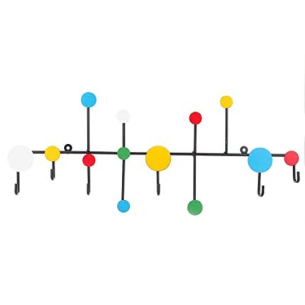 cyrank Coat Hooks Wall Mounted,Colorful Dots Design Coat Hooks for Wall,22.4x9.4inch Wall Mounted Clothes Rail,Decorative Hangers for Hanging Clo