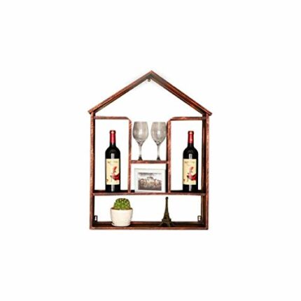 KXDCZ Iron Wine Rack- Wall Mounted, Wooden Wine Rack Shelf, Comes with Wine Racks and Hanging Stemware Holders