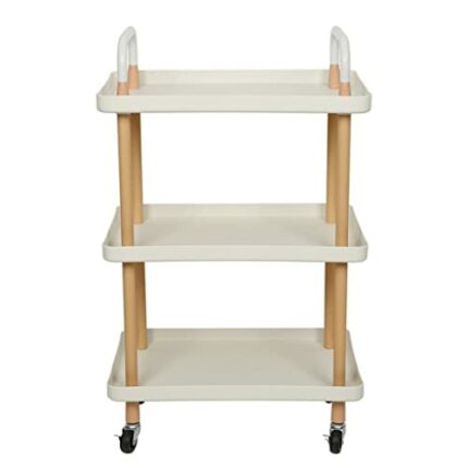 ZCMEB Kitchen 3-layer Square Cart Simple Multi-function Simple Installation Trolley Living Room Home Storage (Color : Wit, Size : 1pcs)