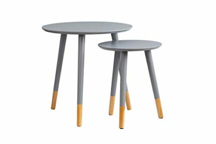 ASPECT Dina Set Of 2 Nesting, Occasional Table (Grey), Wood, 48 x48 S:33 diameter x40(H) cm