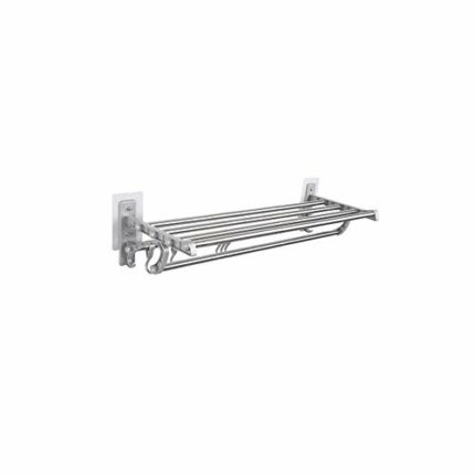 N/A Wall-mounted Space Aluminum Towel Bar, Multi-function Towel Rack with Hook, Bathroom Towel Rack
