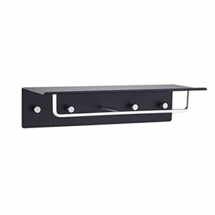 N/A Shelf Wall Mounted Floating Rack, Shelves Towel Rack Space Aluminum Bath Towel Hanging Pieces Does Not Rust Metal Bathroom