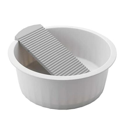 NUOBESTY Laundry Washing Tub Accessories Washboard Basin Washing Clothes Hand Wash Board Plastic Non- Washtub with Integrated Washboard for Laund