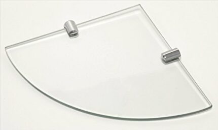 cabinetsforbathrooms 6mm Corner Glass Shelf With Two Chrome Finish Brackets 250mm x 250mm Toughened Safety