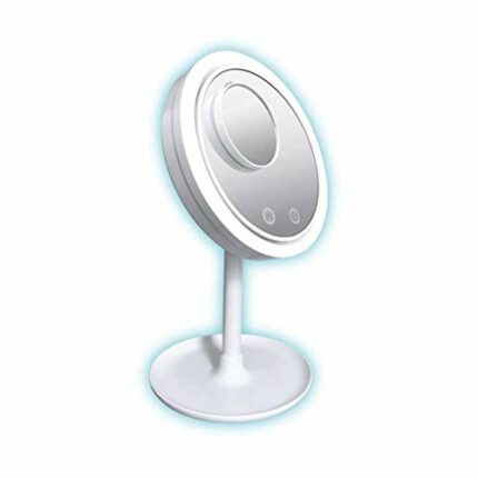 MIAOHY 7.9 Inch Makeup with LED Lights and Fan Head Adjustable Cosmetic Vanity 5X Magnifying