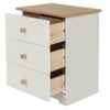 Core Products 3 Drawer Bedside Cabinet, White with Oak Veneered Tops, 33x44x56.5 cm, off white