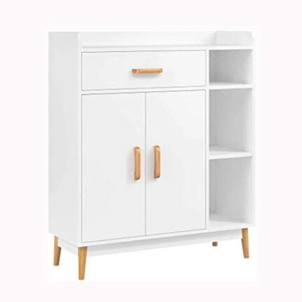 FGHOEV Shoe Storage Cabinet With Cupboard For Living Room Office Bedroom Entrance (3 Shelves Drawer 2 Doors)