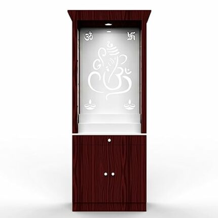Handmade Designer Wooden Temple/Home Temple/Pooja Cabinet/Pooja Ghar/Wooden Mandir with Doors in Walnut Brown Colour 24"D x 13"W x 54"H