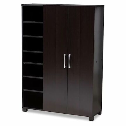 SDFGH Hallway Furniture and Shoes Storage 2 Door Entryway Shoe Storage Cabinet with Open Shelves