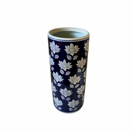 Geko Blue With White Flower Umbrella Stand