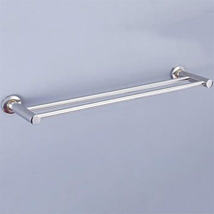 RSOCHS Stainless Steel Towel Rack Shower Shelf Wall-Mounted Towel Holder Force Bathroom Shelf Pendant (Color : Argento, Size