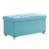 BRIAN & DANY Ottoman Storage Box with 4 Wood Legs, Velvet Foot Stool, Footstools for Living Room, Pink, 76 x 38 x 38 cm