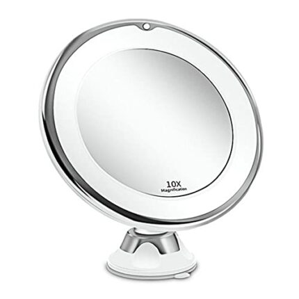 Andy's Orchids 10X Makeup Mirror with LED Light, Magnifying Vanity Mirror, Cosmetic Mirror with Suction Cup, 360° Rotation Adjustable Bathroom Mi