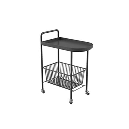 QUANJJ Kitchen Cart Storage Cart Simple Bedside Table Mini Mobile Coffee Table Storage Cart Kitchen Bathroom Cart (Color : Svart, Size : 1pcs)