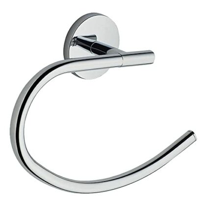 Kibath 324664 Designer Towel Ring Made of Stainless Steel and Shiny Chrome Finish With Two Attachment Options, Adhesive Or With Screws